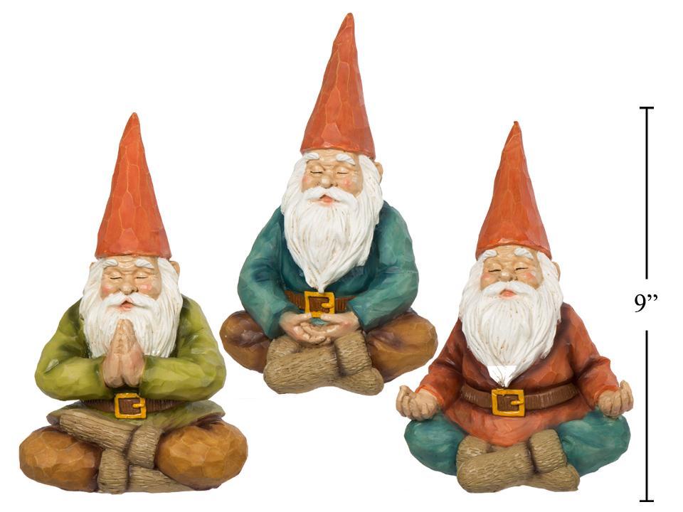 Country Garden Polyresin Yoga Gnomes Decor, 6.25"x6"x9''