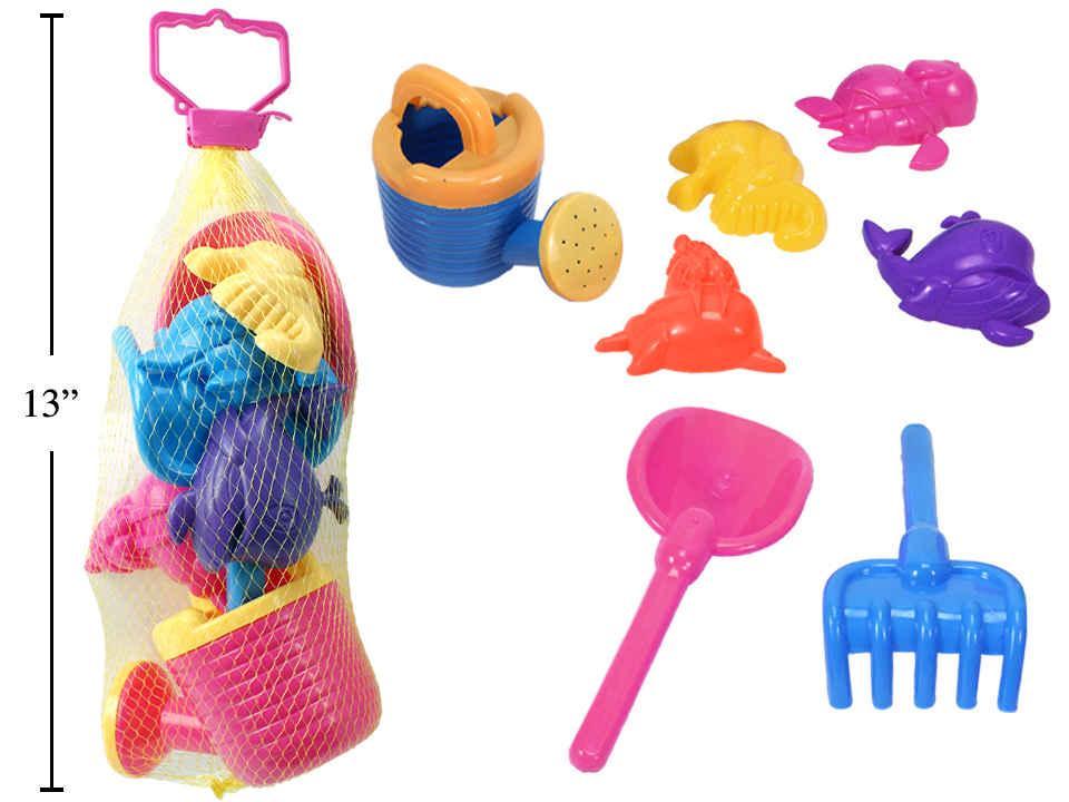Sunny Dayz 7pcs Watering Can Beach Set in Mesh Bag