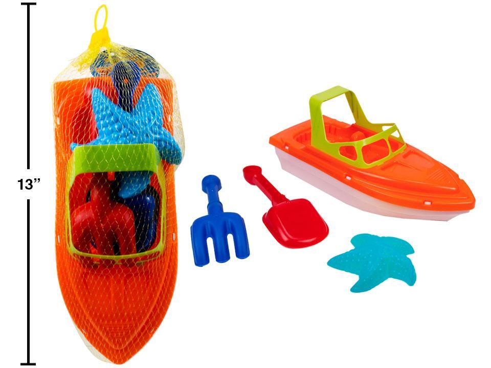 Sunny Dayz 4pcs 11.5" Boat Beach Play Set in Net Bag