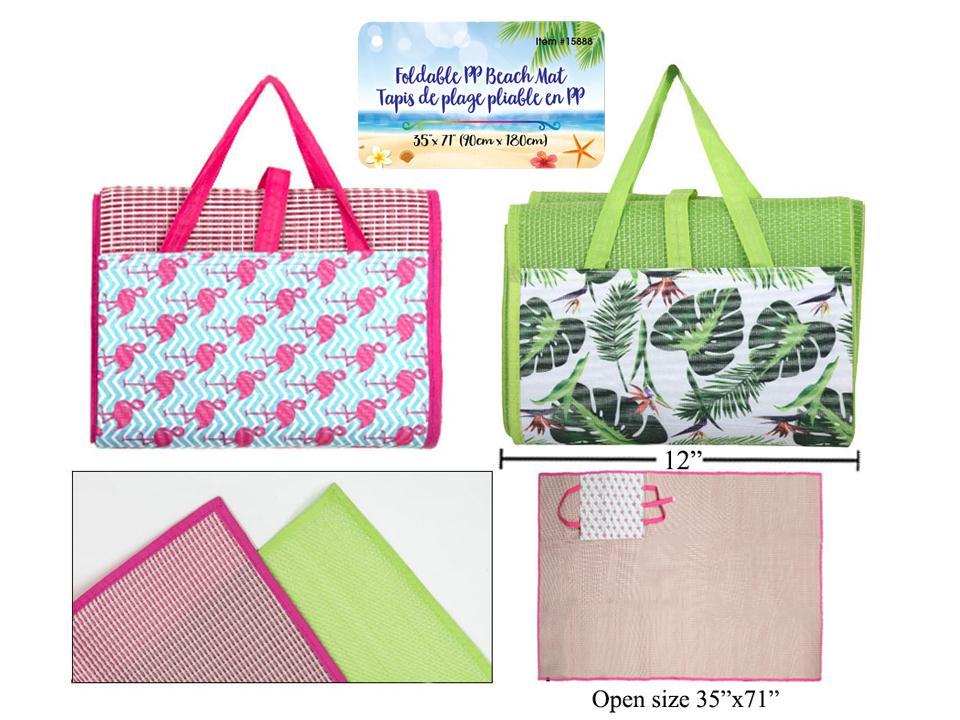 35"x71" Foldable PP Beach Mat w/ Non-Woven Closure
