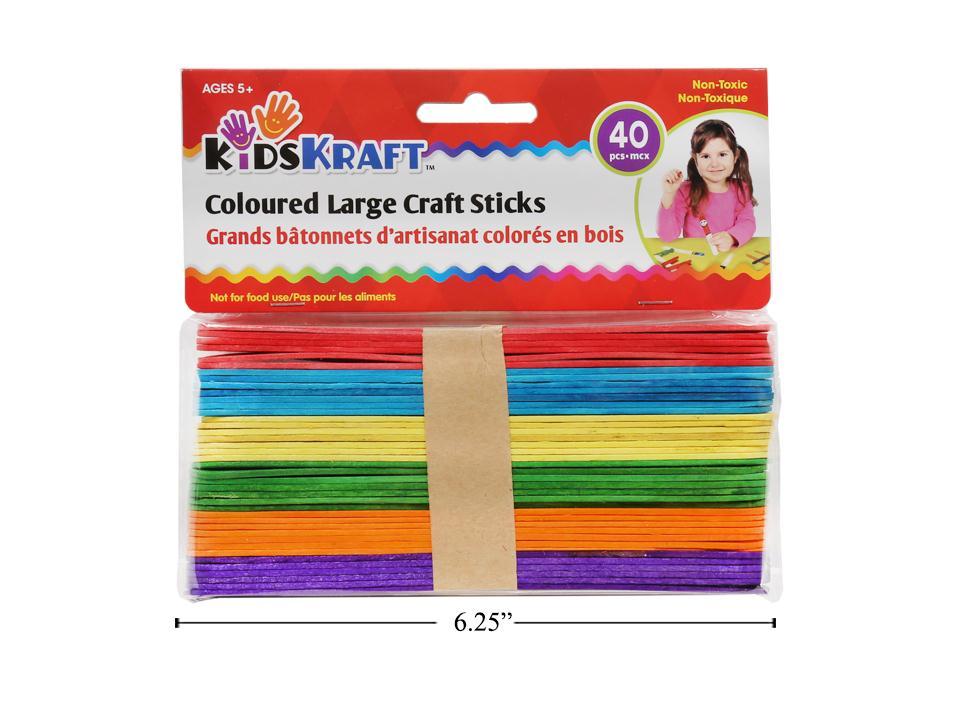 KD.Kr. 40-Piece Large Coloured Craft Sticks