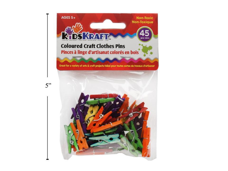 KD.Kr. 45-Piece Coloured Craft Clothes Pins