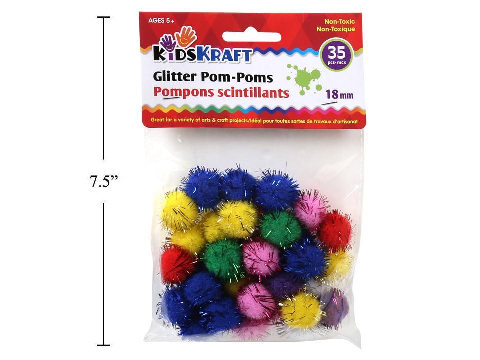 KD.Kr. Glittered Pom-Pom, 35 Pieces, 18mm