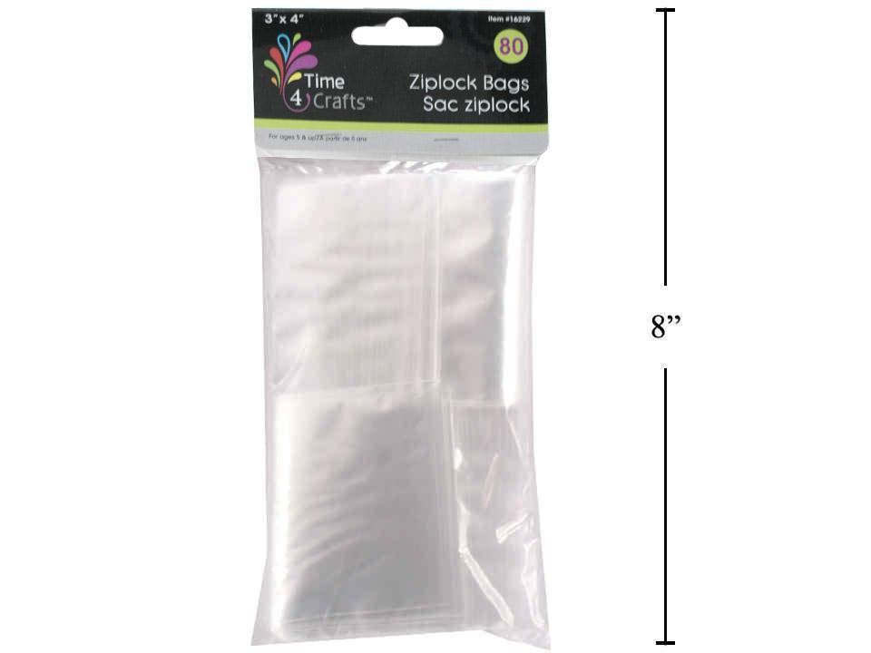 Time 4 Crafts 80-Piece Ziplock Bag Set, 3" Width x 4" Length