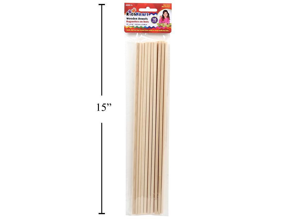 KD.Kr. 16-Piece Wood Dowels, 12"x3/16"