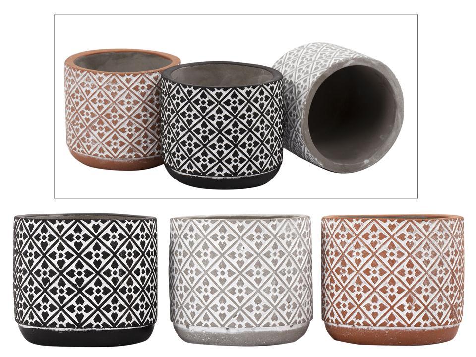 Garden E. 4" Cement Flower Pot, 4"x4"x3.6"