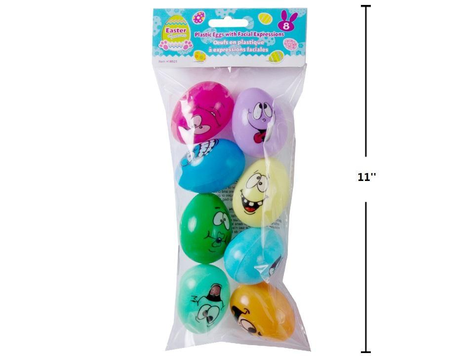 Easter 8pk Face Expression Plastic Eggs, 2.5", 8asst./pbh