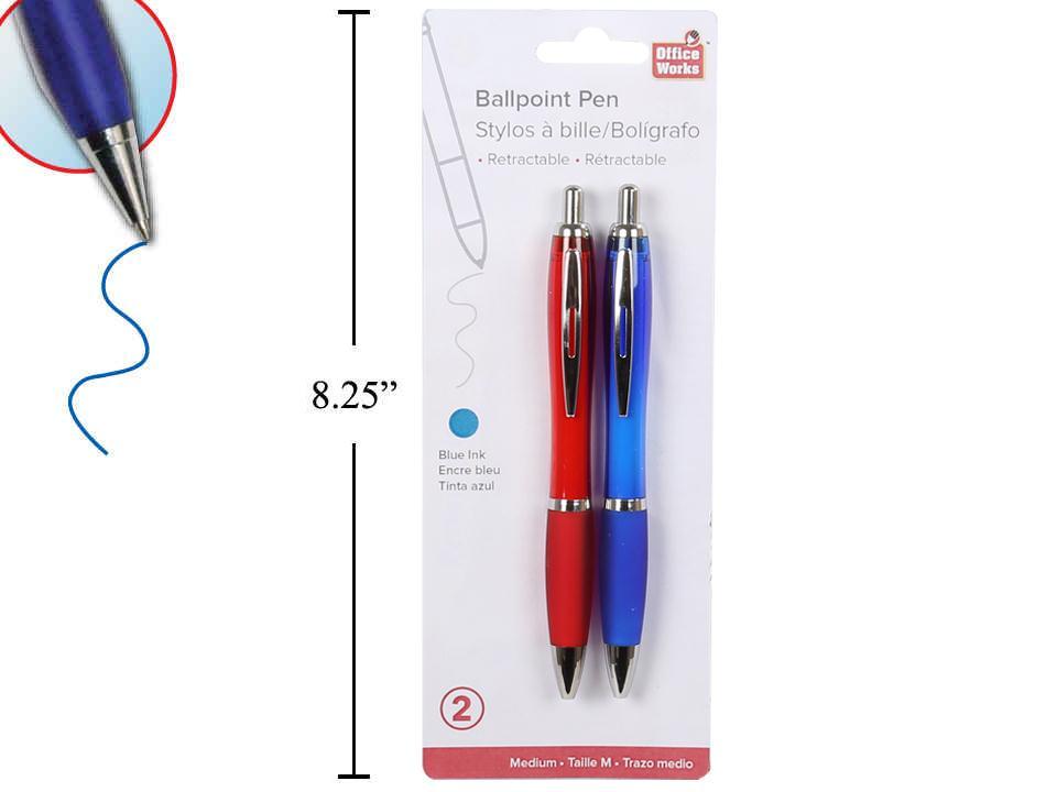 O.WKs. 2-Piece Retractable Ball Pens with Soft Grip