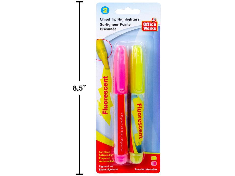 O.WKs. 2-Piece Chisel Tip Highlighters in Yellow and Pink