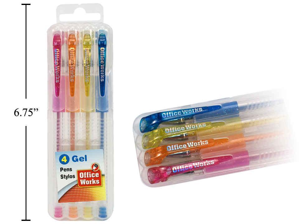 O.WKs. 4-Piece Gel Pen Set in Plastic Case