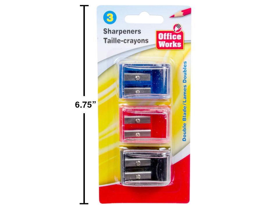 O.WKs.3-Pc Pencil Sharpener, Double Blade Sharpener,3c, b/c (A115606)