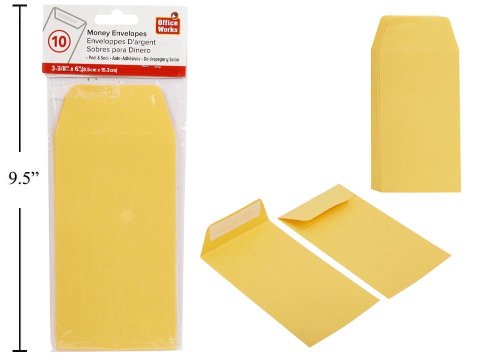 O.WKs. 10-Piece Peel & Seal Money Envelope