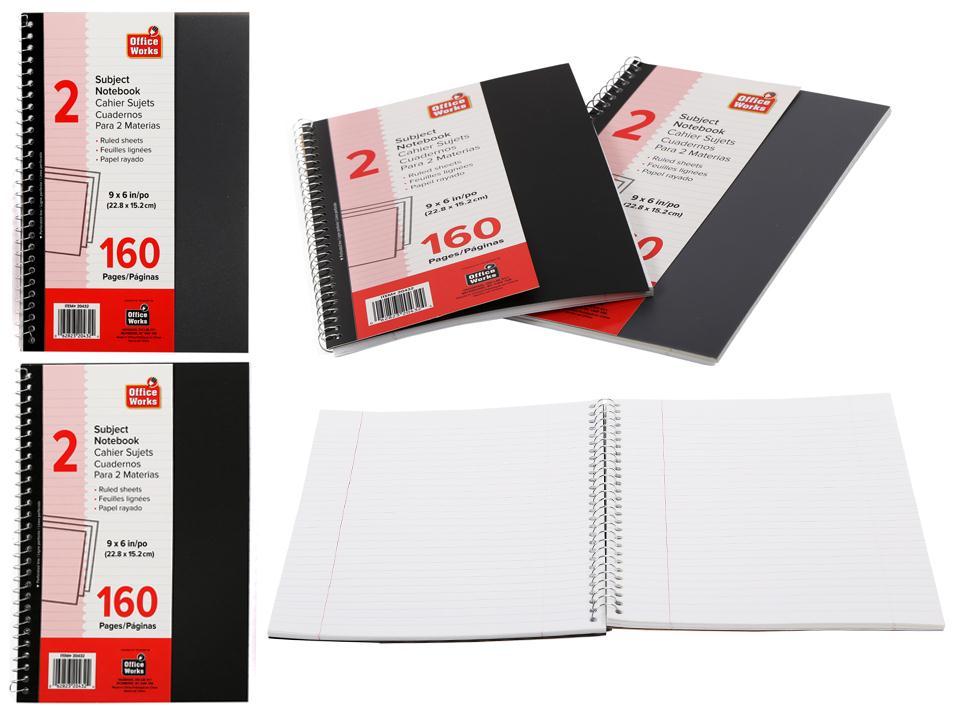 O.WKs. 160-Page Dual Subject Spiral Notebook