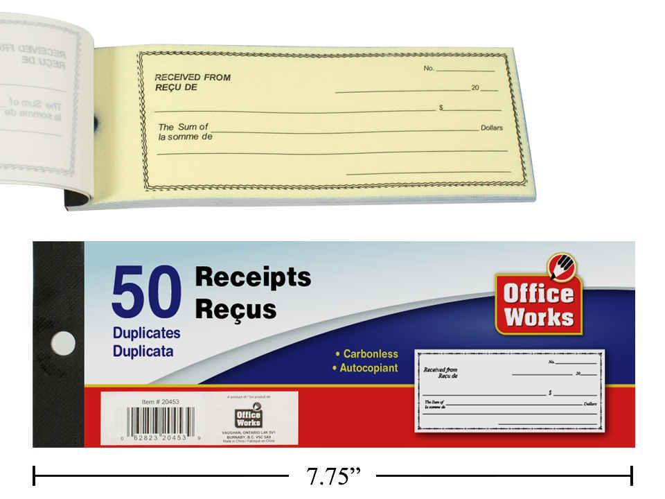 O.WKs. 50 Sheet Duplicate Receipts (DR96578)