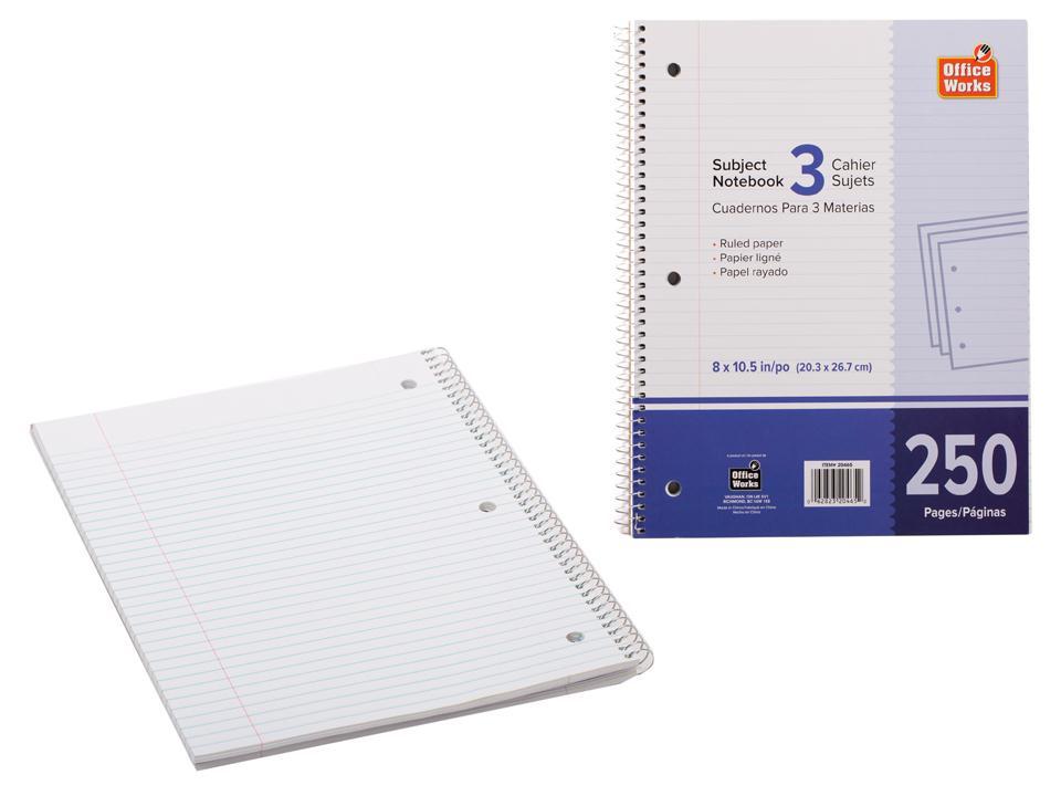 O.WKs. 250-P 3-Subject 8x10.5" Coil Book