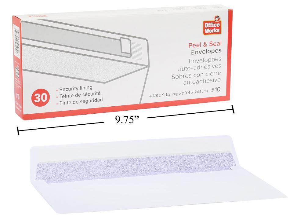 O.WKs. 30-Piece #10 Peel & Seal Security Envelope