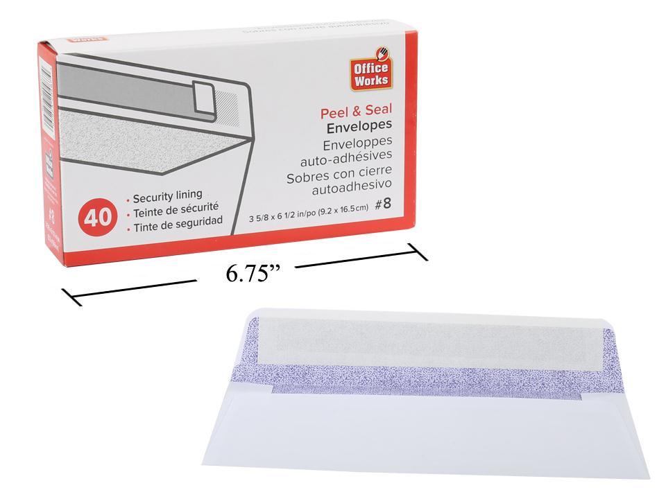 O.WKs. 40-Piece #8 Peel & Seal Security Envelope