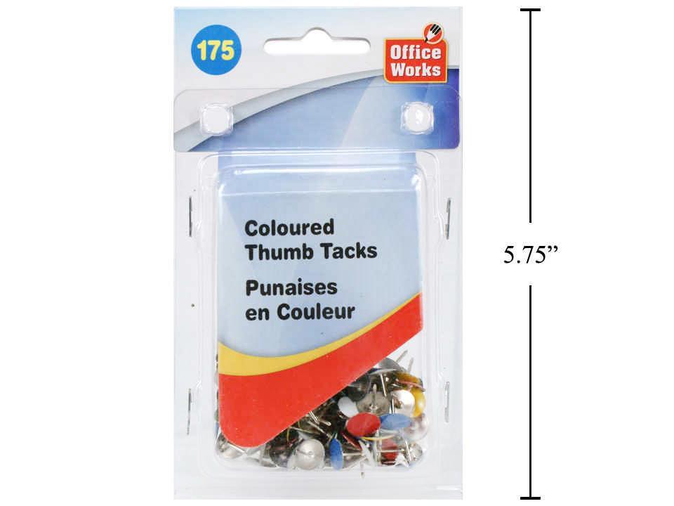 O.WKs. 175-Piece Assorted Coloured Thumb Tacks