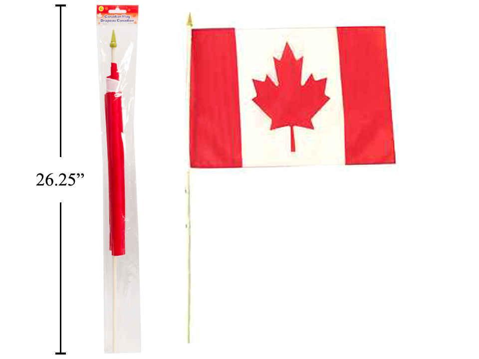 Canada Flag with Stick, 18"x12", Nylon Material