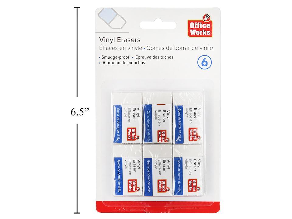 O.WKs. 6-Piece White Vinyl Erasers (HZ)