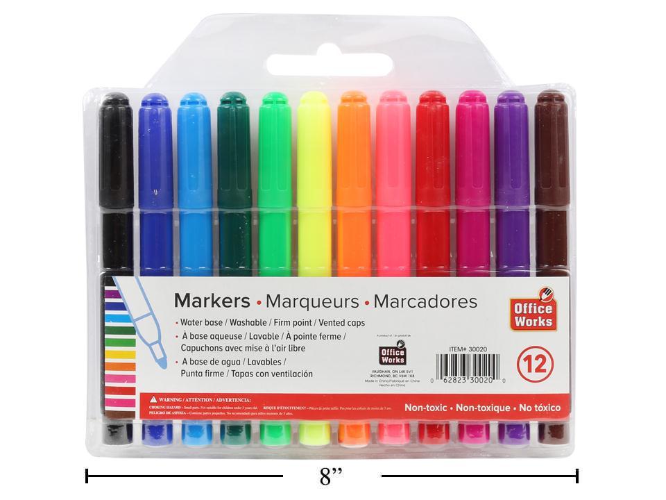 O.WKs.12-Piece Colour Markers with Round Tip