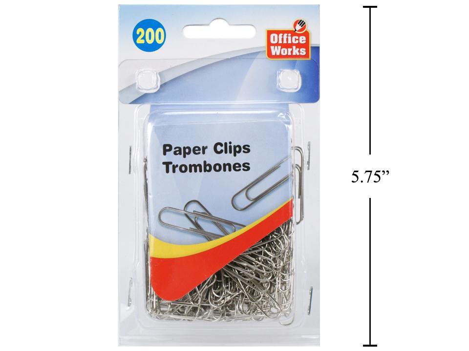 O.WKs. 200-Piece Metal Paper Clips, 33mm