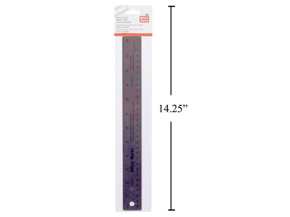 O.WKs. 12" Stainless Steel Ruler with Cork Backing