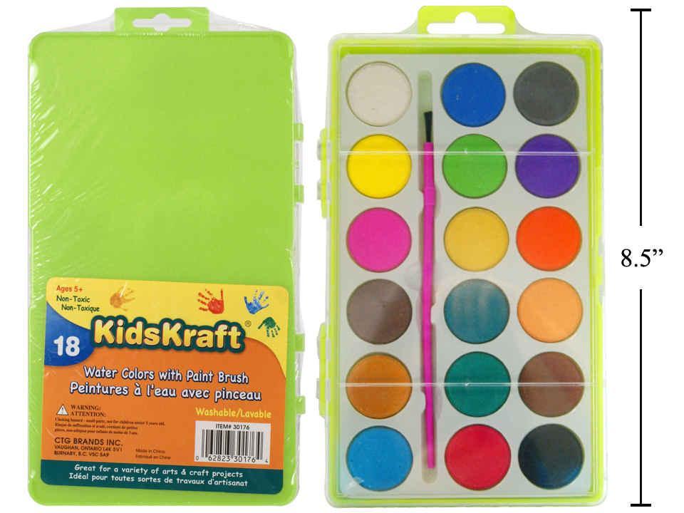 KD.Kr. 18-Color Watercolour Set with Paint Brush
