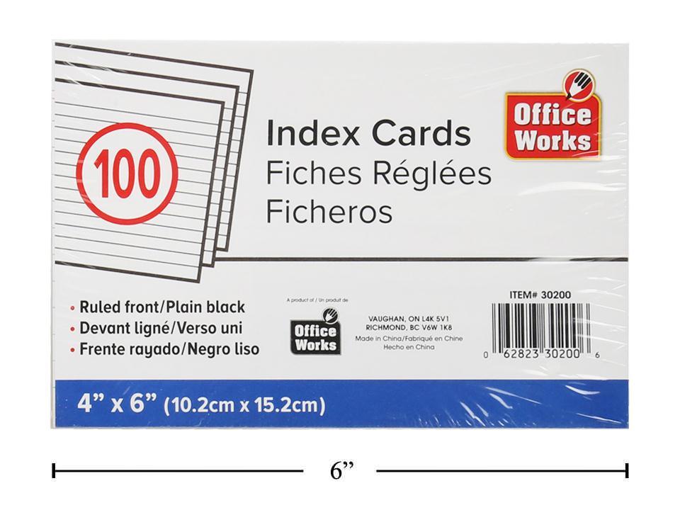O.WKs. 4x6" 100-Piece Ruled Index Card