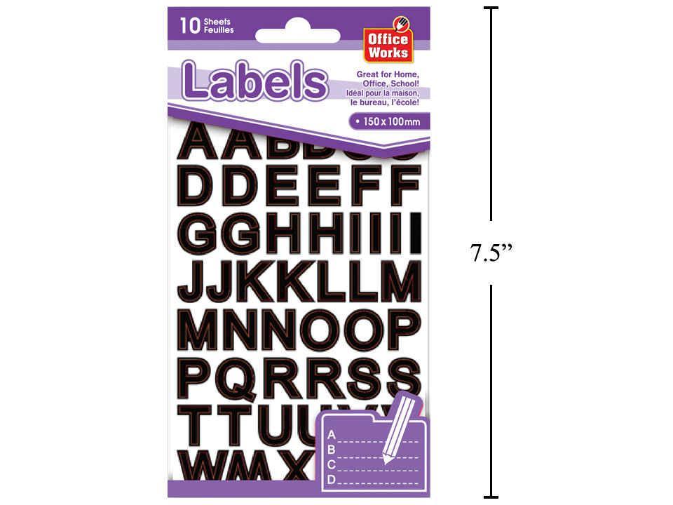 O.WKs. Bold Alphabet Labels, Pack of 10 Sheets