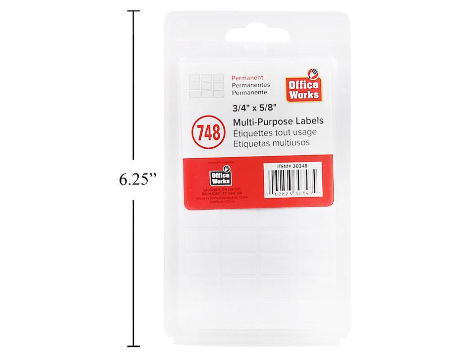 O.WKs. Multi-Purpose Labels, 748-pc Set, 3/8x5/8"