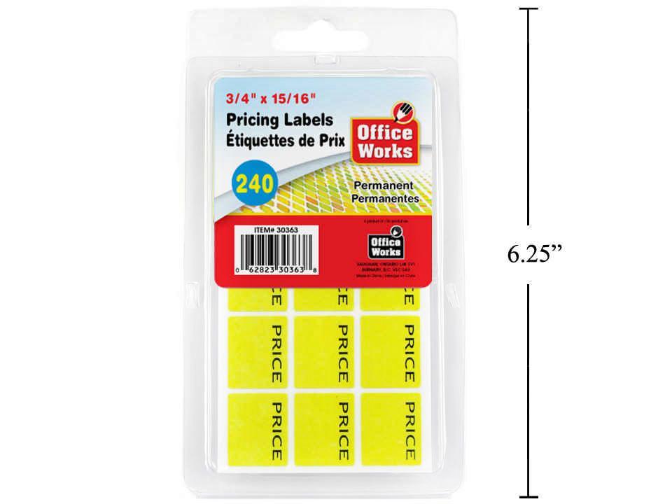 O.WKs. 240-Piece Pricing Labels, 3/4x15/16"