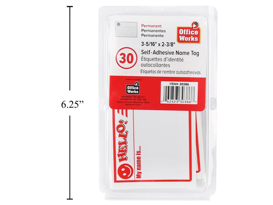 O.WKs. 30-Piece Name Tag Set, Measuring 3-5/16" x 2-3/8"