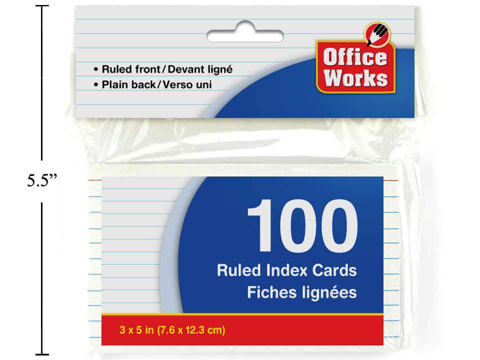 O.WKs.100-Piece 3"x5" Ruled Index Card