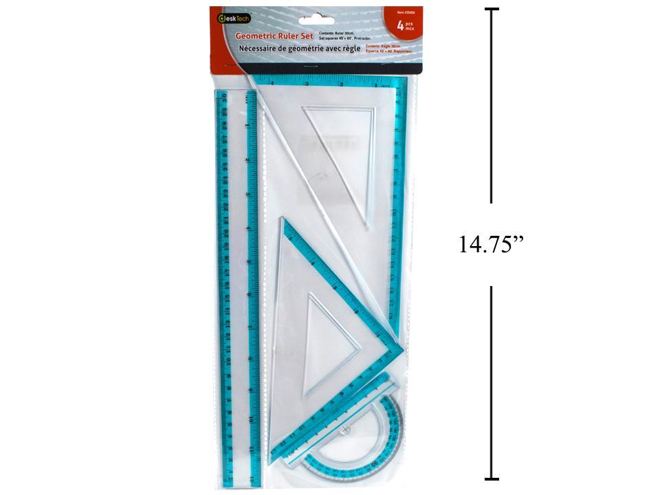 Desk Tech 4-Piece Geometric Ruler Set