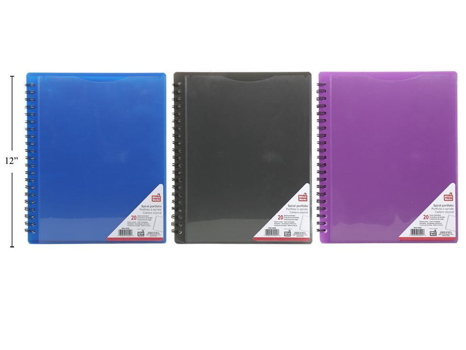 O.WKs Spiral Portfolio with 20 Pockets, 8.5"x11"