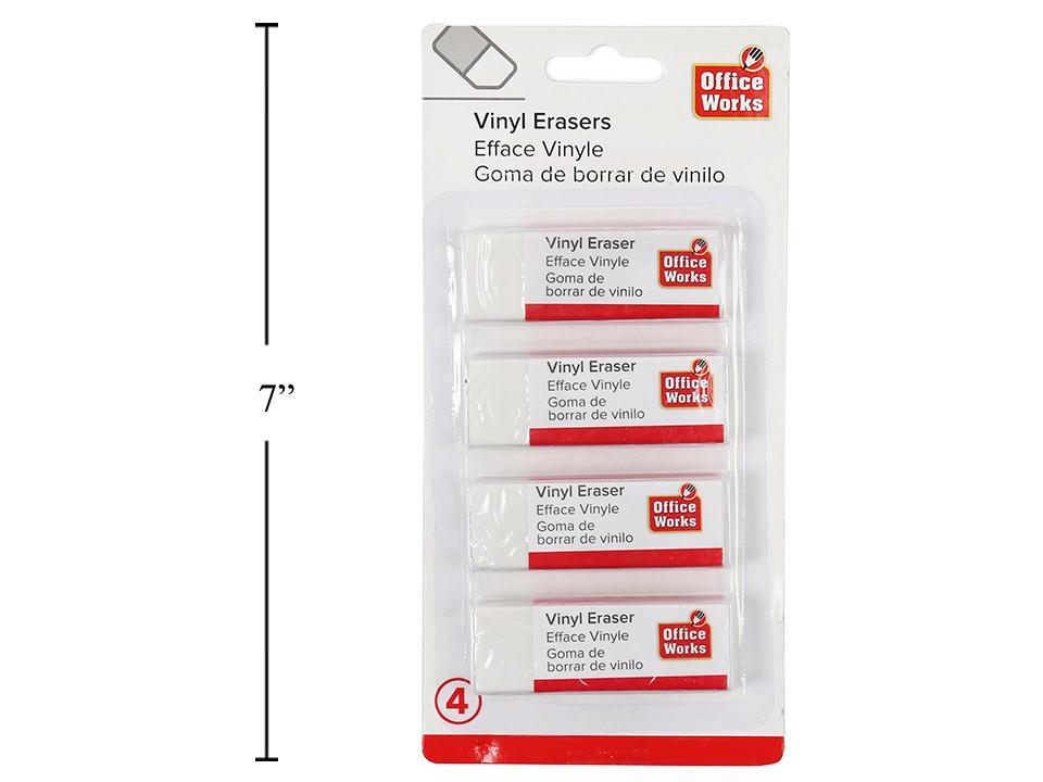 O.WKs. 4-Piece White Vinyl Eraser Set