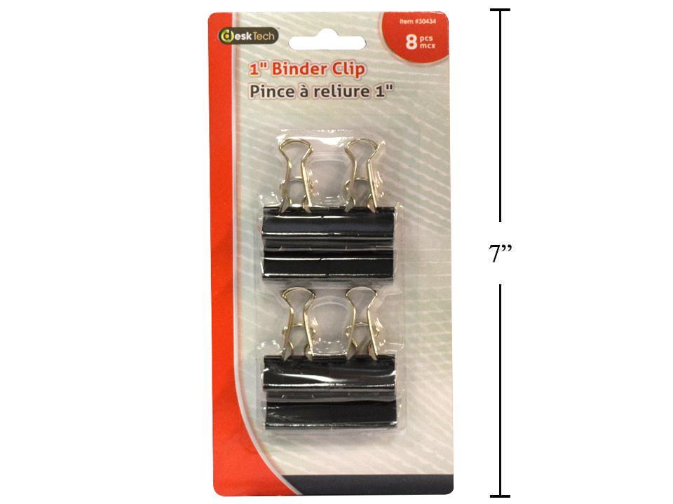 Desk Tech 8-Piece 1" Black Binder Clip