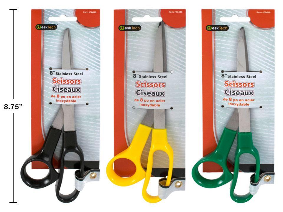 Desk Tech 8" Stainless Steel Scissors with Plastic Handle