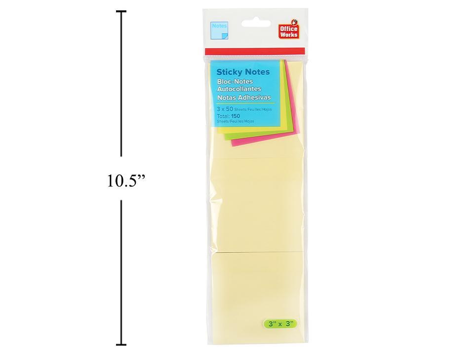 O.WKs. 3-Pack of 50-Sheet Sticky Notes, 75x75mm