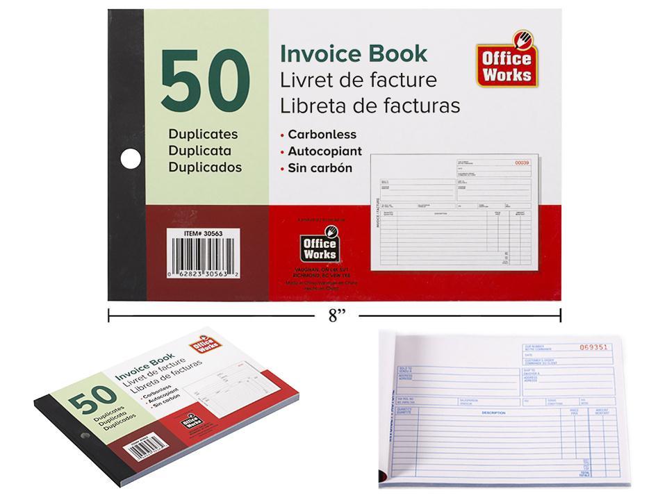 O.WKs. 50-Page Carbonless Duplicate Invoice Book