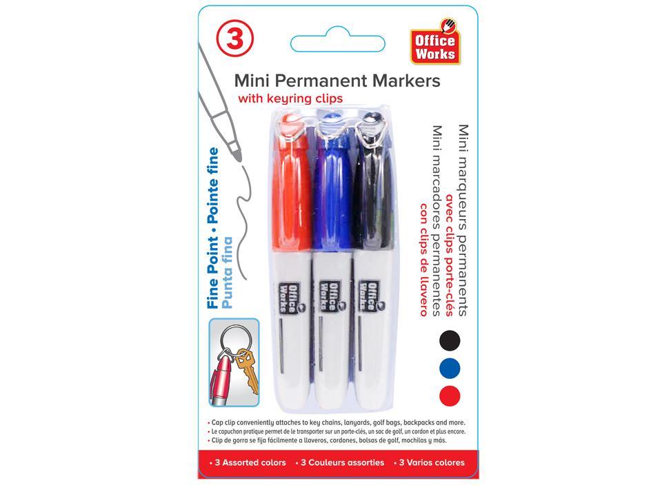 O.WKs. 3-Piece Mini Markers, Broad/Chisel Tip