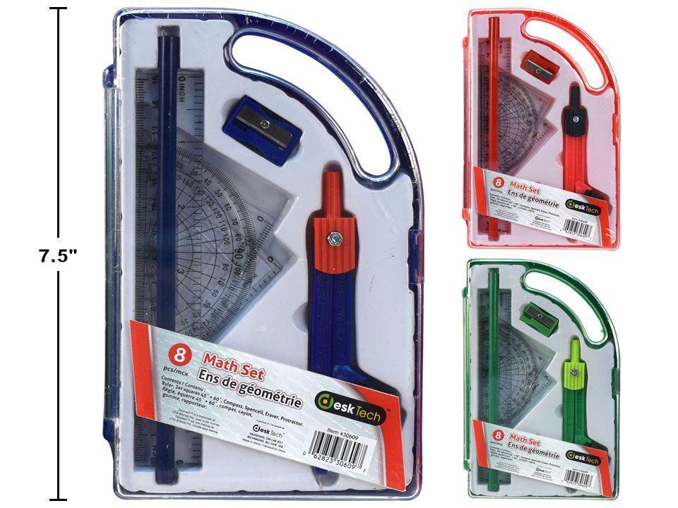 Desk Tech 8-Piece Plastic Math Set
