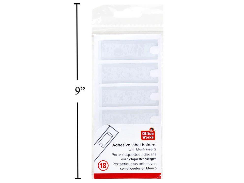 O.WKs. 18-Piece Adhesive Label Holder with Blank Insert Card
