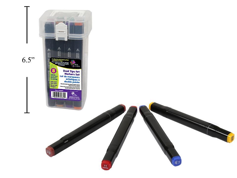 T4C 12-Piece Dual-Tip Art Marker Set in Multi-Colours with Storage Bin