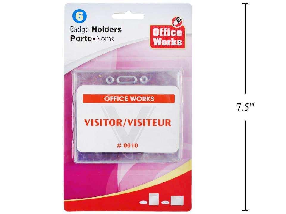 O.WKs. 6-Piece Horizontal Badge Holder, Black/Clear