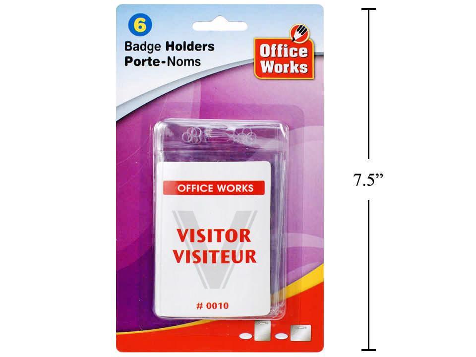 O.WKs. 6-Piece Vertical Badge Holders, Black/Clear