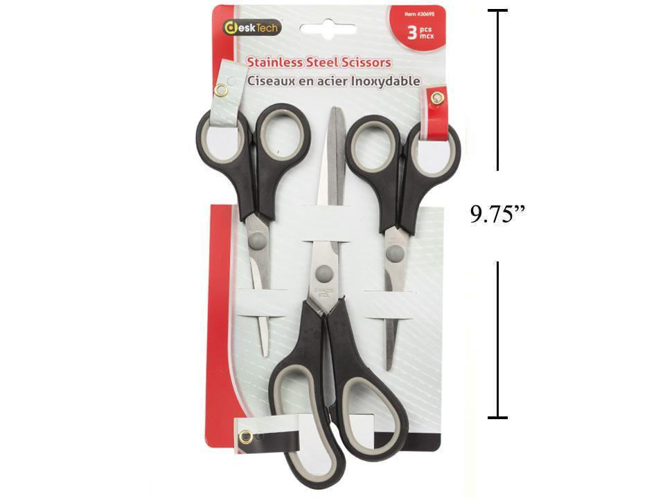Desk Tech 3-Piece Stainless Steel Scissors Set