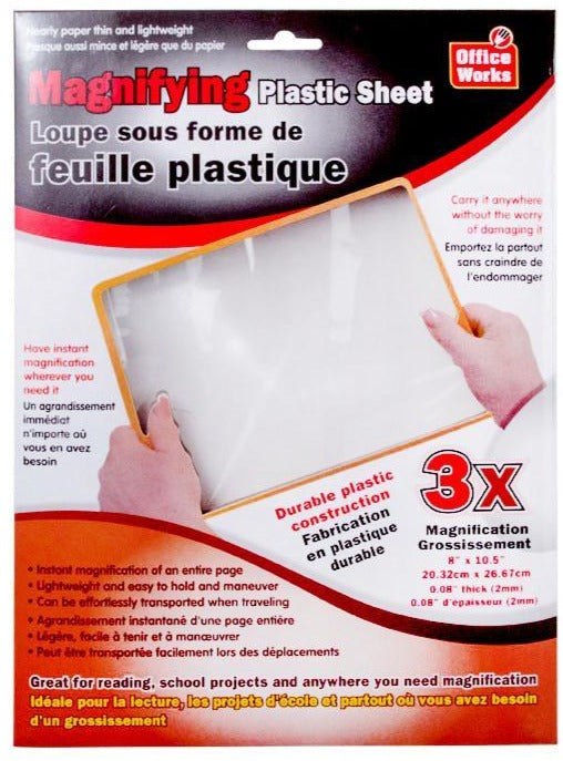 O.WKs. 8.5" x 11" 3X Magnifier Sheet with Colour Envelop