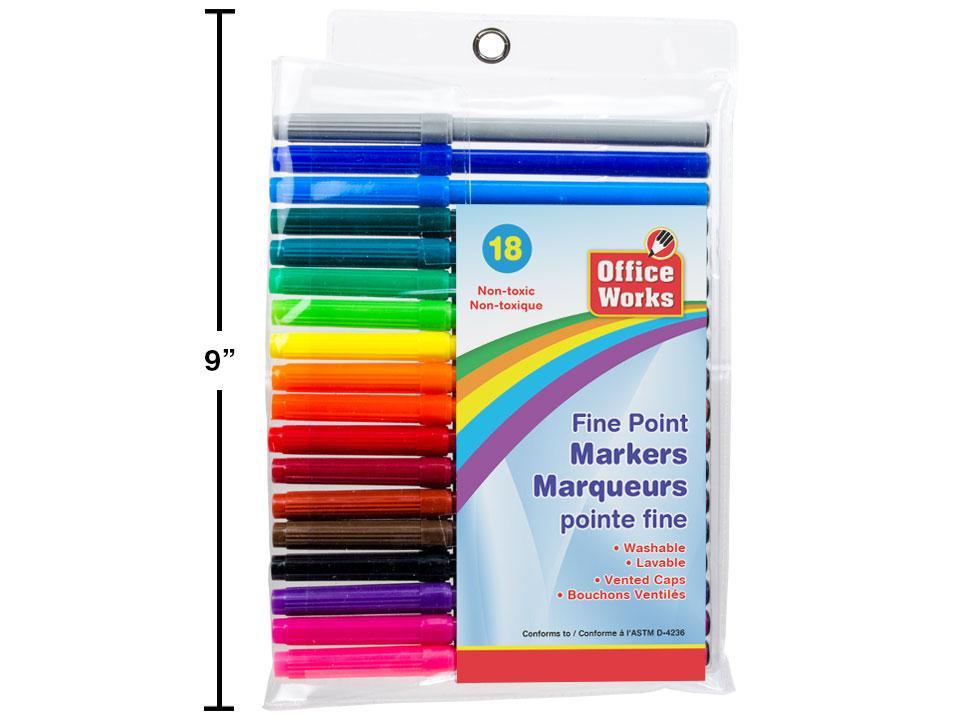 O.WKs. 18-Piece Fine Point Markers Set